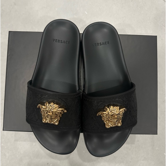 Versace Gold Medusa Pool Slides - Picture 2 of 7